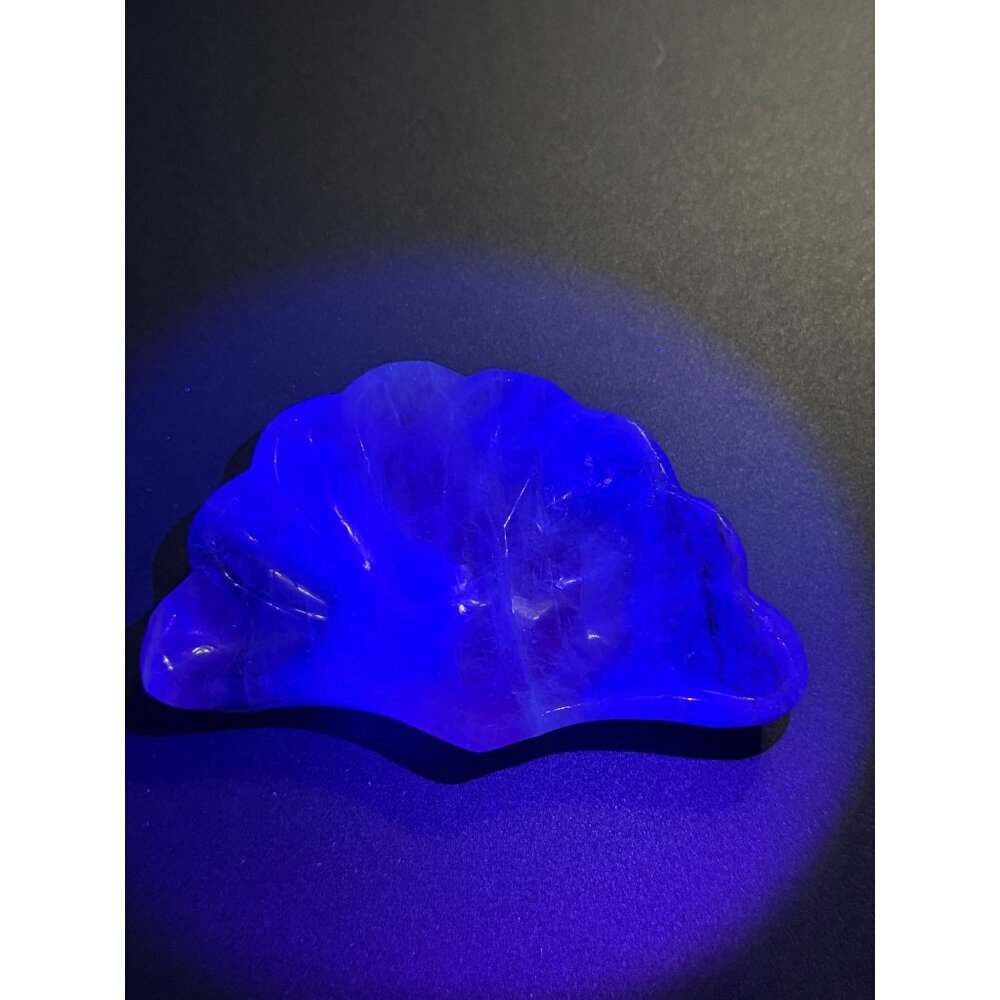 Natural Fluorite Shell Dish Bowl Hand Carved Stone Healing Crystal UVs 182g 4" - Picture 4 of 9